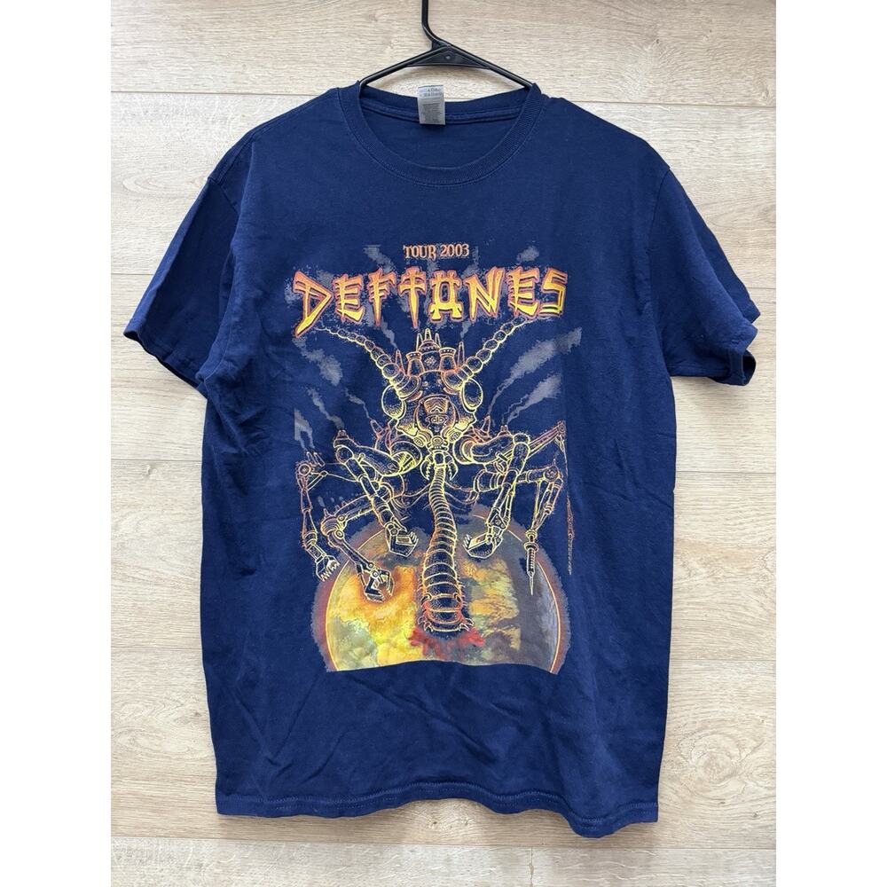 Deftones Tour 2003 Band T-Shirt Navy Dark Blue Gildan Tag Medium M